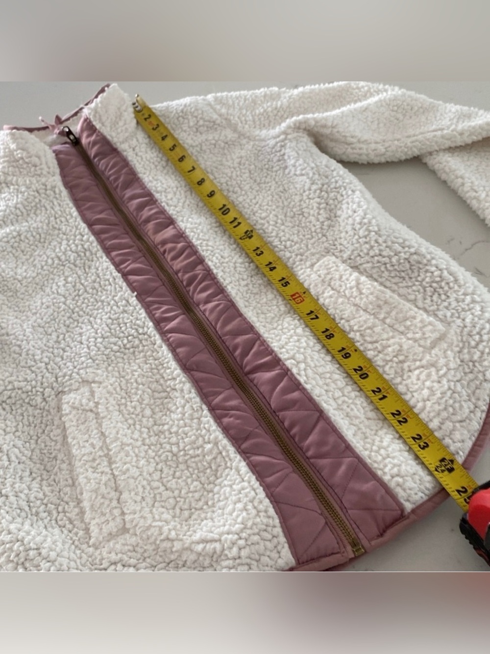 Abercrombie & Fitch quilted lined fleece (cream/rose) XS - Picture 7 of 14
